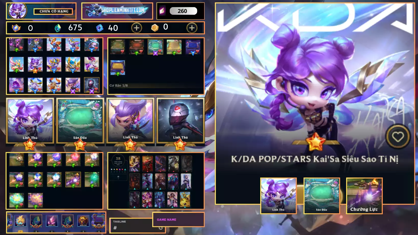 KAISA KDA YASUO LONG KIẾM ZED SIÊU PHẨM SÂN THÁNH ĐỊA THẦN LONG VÀ NHIỀU PET 3 SAO SÂN CHƯỞNG ĐẦY ĐỦ